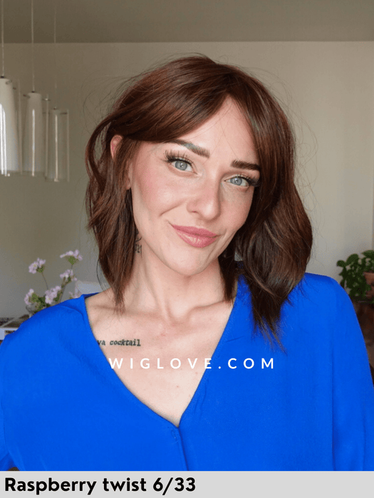 hollie parrucca alle spalle mossa con frangetta in fibra termoresistente 100% fatta a mano jon renau  attaccatura naturale riga libera