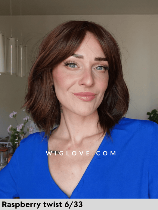 hollie parrucca alle spalle mossa con frangetta in fibra termoresistente 100% fatta a mano jon renau  attaccatura naturale riga libera