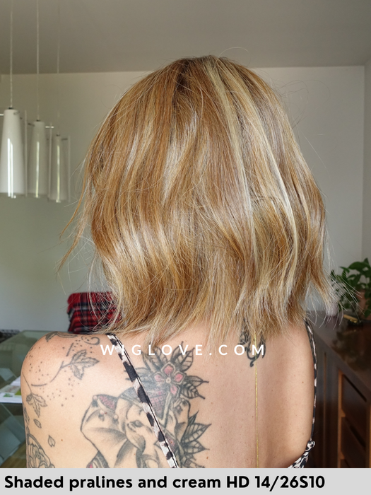 hollie parrucca alle spalle mossa con frangetta in fibra termoresistente 100% fatta a mano jon renau  attaccatura naturale riga libera