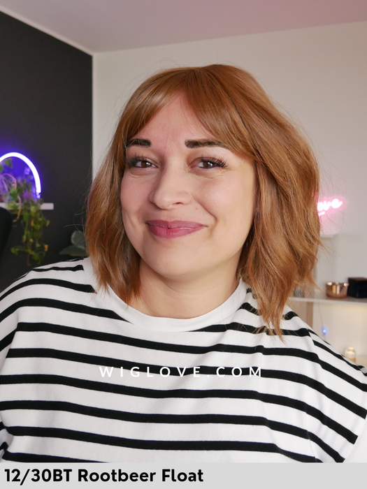 hollie parrucca alle spalle mossa con frangetta in fibra termoresistente 100% fatta a mano jon renau  attaccatura naturale riga libera