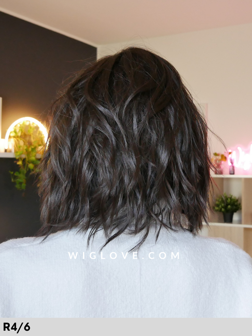 hollis estetica designs parrucca alle spalle scalata in fibra sintetica termoresistente poliuretano doppio monofilamento retro aperto taglia M 