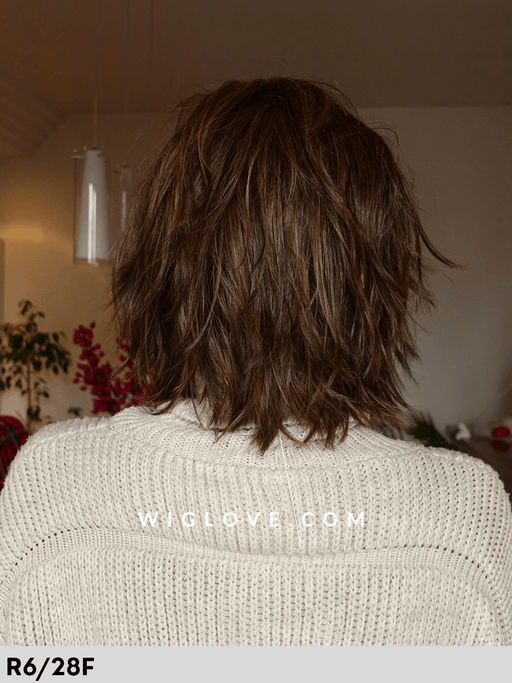 hollis estetica designs parrucca alle spalle scalata in fibra sintetica termoresistente poliuretano doppio monofilamento retro aperto taglia M 