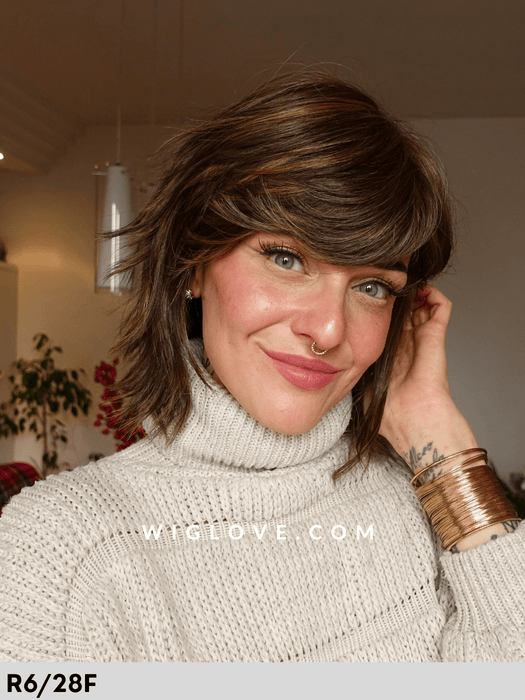 hollis estetica designs parrucca alle spalle scalata in fibra sintetica termoresistente poliuretano doppio monofilamento retro aperto taglia M 