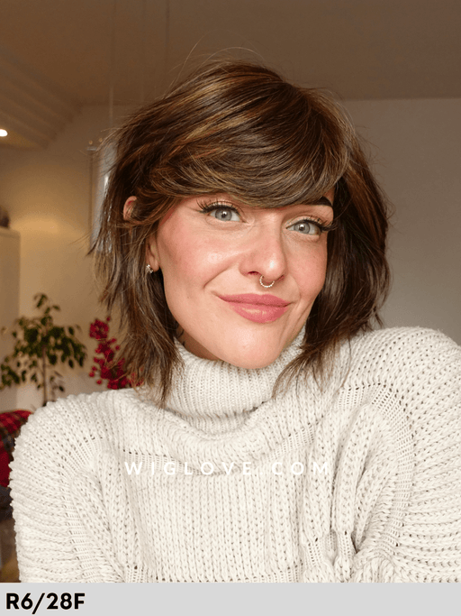 hollis estetica designs parrucca alle spalle scalata in fibra sintetica termoresistente poliuretano doppio monofilamento retro aperto taglia M 