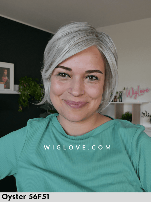 ignite jon renau parrucca corta scalata in fibra sintetica termoresistente piastrabile piega liscia lacefront fatta a macchina attaccatura naturale retro chiuso