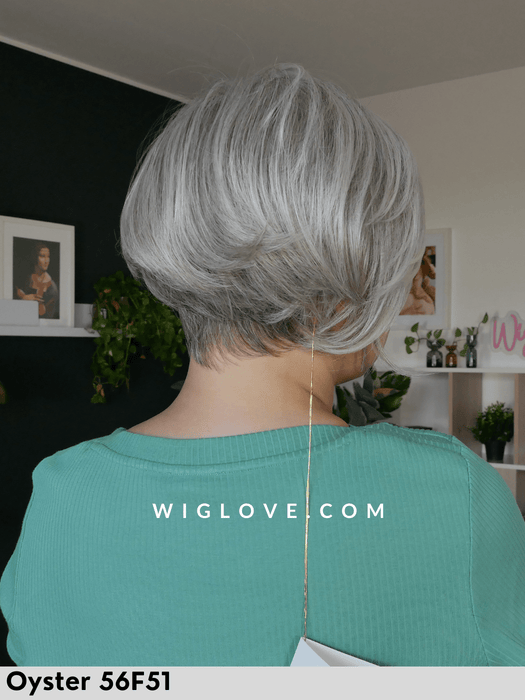 ignite jon renau parrucca corta scalata in fibra sintetica termoresistente piastrabile piega liscia lacefront fatta a macchina attaccatura naturale retro chiuso