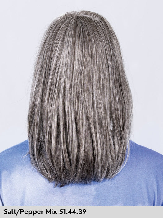 parrucca sintetica piastrabile fonabile con frangia. Jacky di Ellen Wille colore salt and pepper parrucca grigia donna. Wig for alopecia and chemio