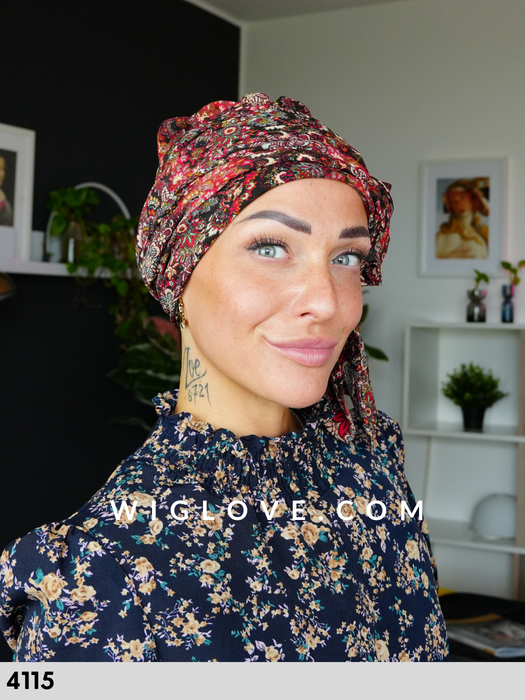turbante house of christine juvela 3042  dispositivo medico CE autunno-inverno chemioterapia alopecia set con fascia bande lunghe