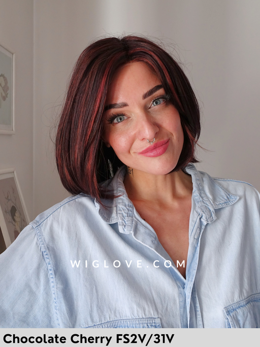 kristen jon renau caschetto sintetico con attaccatura naturale, fatta a macchina, aperta sul retro, taglia M piega liscia