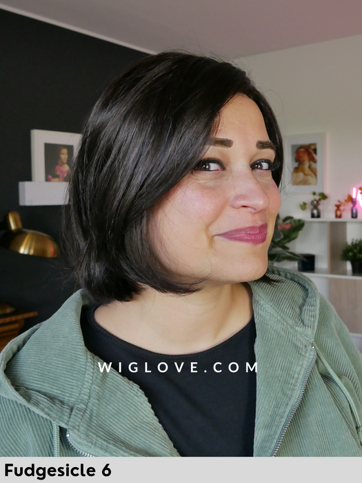 kristen jon renau caschetto sintetico con attaccatura naturale, fatta a macchina, aperta sul retro, taglia M piega liscia