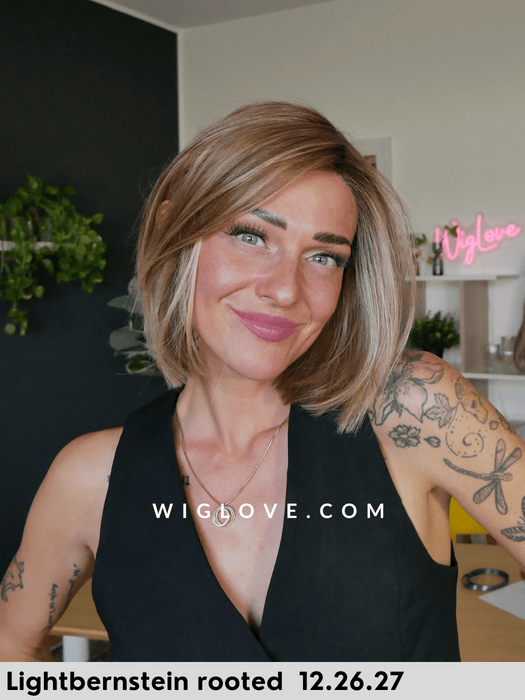 lia ellen wille parrucca caschetto liscio in fibra termoresistente con attaccatura naturale lacefront riga sinistra monofilamento laterale