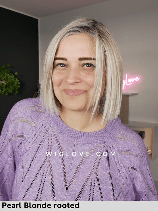 lia ellen wille parrucca caschetto liscio in fibra termoresistente con attaccatura naturale lacefront riga sinistra monofilamento laterale