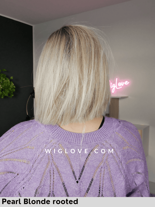 lia ellen wille parrucca caschetto liscio in fibra termoresistente con attaccatura naturale lacefront riga sinistra monofilamento laterale