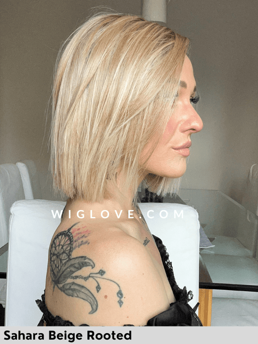 LIA MONO PART - attaccatura naturale, riga sinistra - Wig Love - Parrucca SinteticaSahara Beige Rooted