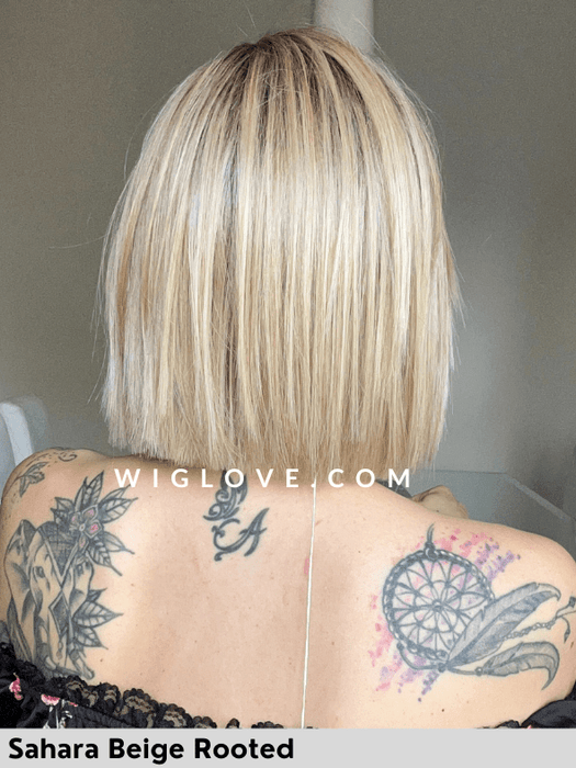 LIA MONO PART - attaccatura naturale, riga sinistra - Wig Love - Parrucca SinteticaSahara Beige Rooted