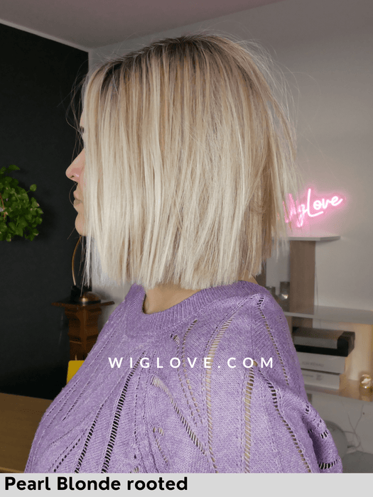 lia ellen wille parrucca caschetto liscio in fibra termoresistente con attaccatura naturale lacefront riga sinistra monofilamento laterale