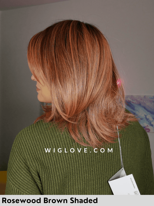 luna parrucca sintetica termoresistente con lacefront attaccatura naturale monofilamento al vortice ellen wille rosewood brown shaded 
