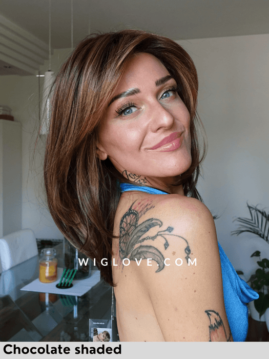 luna ellen wille lacefront monofilamento al vortice parrucca media liscia scalata in fibra sintetica termoresistente