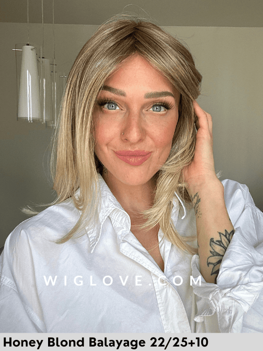 MAGIC ADVANCE - riga centrale, attaccatura naturale - Wig Love - Parrucca SinteticaHoney Blond Balayage 22/25+10