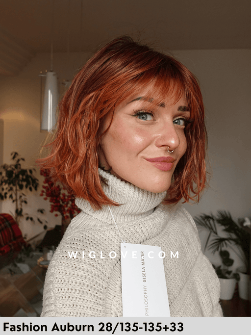 magic clou gisela mayer parrucca sintetica termoresistente alle spalle mossa con frangetta fatta a macchina monofilamento al vortice 