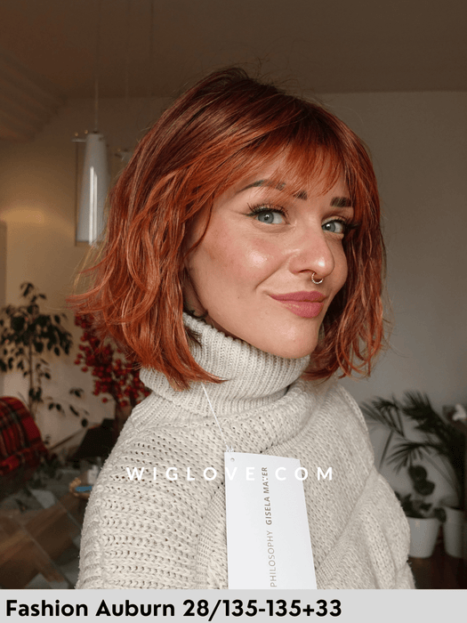 magic clou gisela mayer parrucca sintetica termoresistente alle spalle mossa con frangetta fatta a macchina monofilamento al vortice 