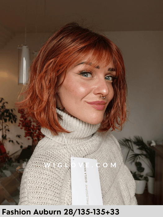 magic clou gisela mayer parrucca sintetica termoresistente alle spalle mossa con frangetta fatta a macchina monofilamento al vortice 