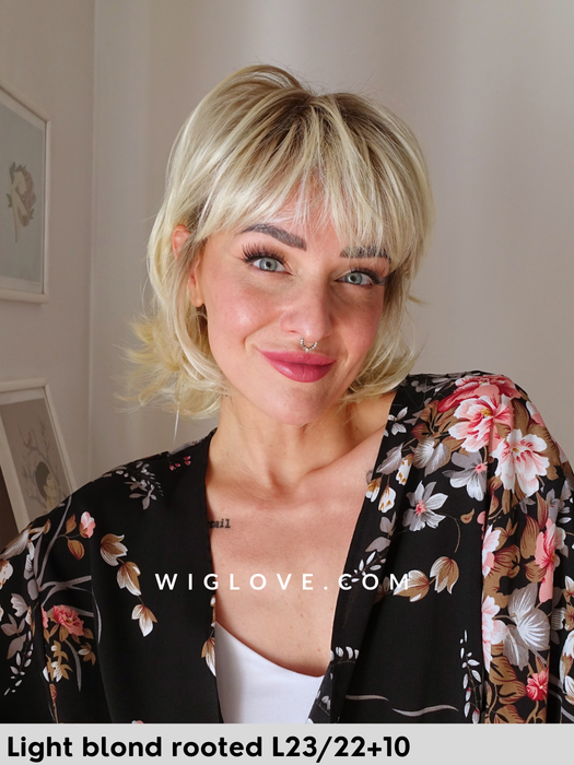magic cuba gisela mayer parrucca sintetica piastrabile scalata shaggy cut con frangetta lacefront monofilamento al vortice magic collection