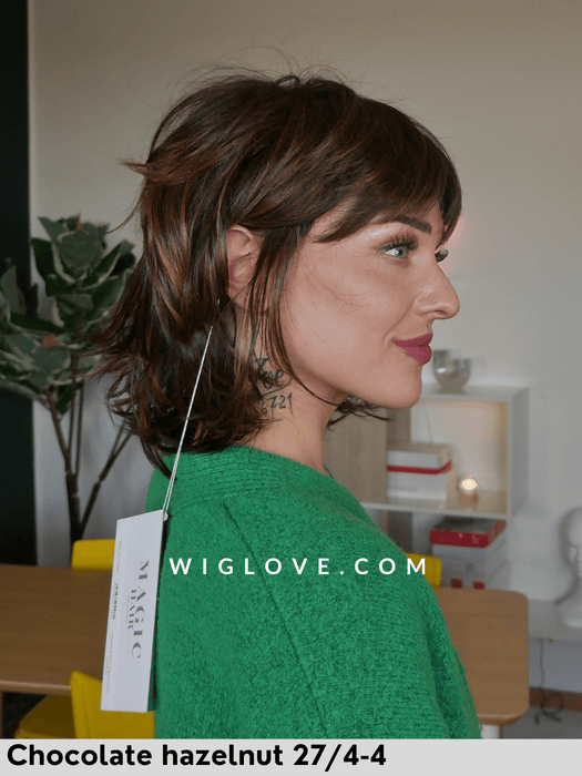 magic cuba gisela mayer parrucca sintetica piastrabile scalata shaggy cut con frangetta lacefront monofilamento al vortice magic collection