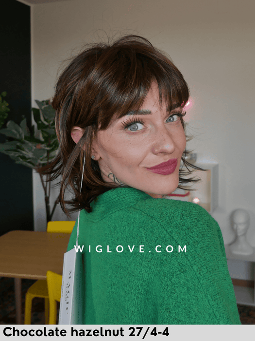 magic cuba gisela mayer parrucca sintetica piastrabile scalata shaggy cut con frangetta lacefront monofilamento al vortice magic collection