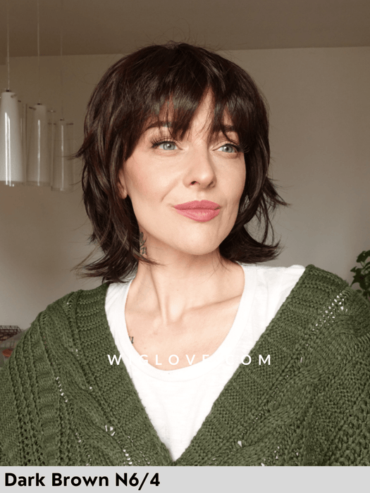 magic cuba gisela mayer parrucca sintetica piastrabile scalata shaggy cut con frangetta lacefront monofilamento al vortice magic collection