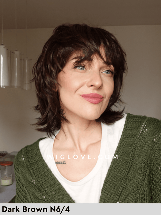 magic cuba gisela mayer parrucca sintetica piastrabile scalata shaggy cut con frangetta lacefront monofilamento al vortice magic collection