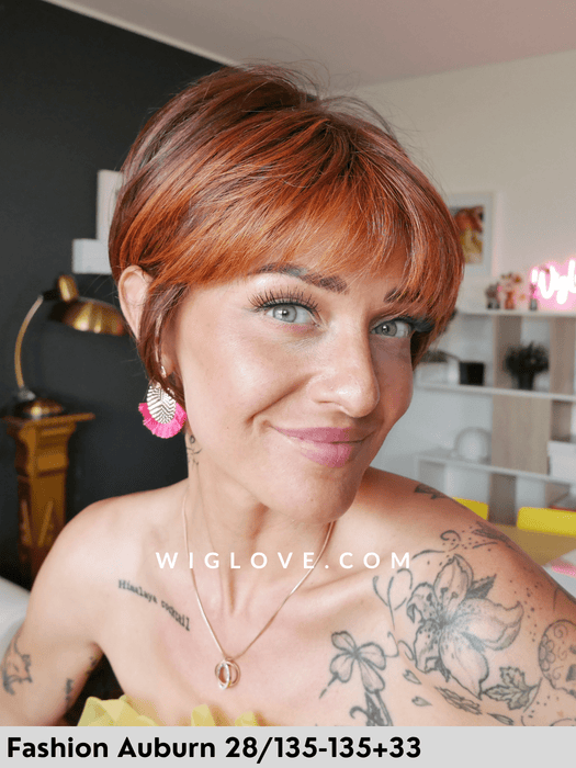 Magic cut gisela mayer parrucca corta in fibra sintetica termoresistente pixie cut lacefront monofilamento al vortice fatta a machina collezione magic 2025