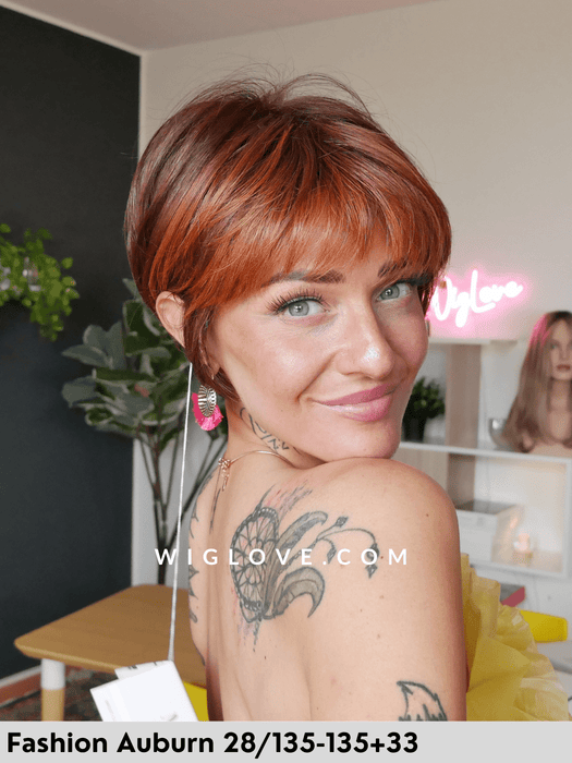 Magic cut gisela mayer parrucca corta in fibra sintetica termoresistente pixie cut lacefront monofilamento al vortice fatta a machina collezione magic 2025