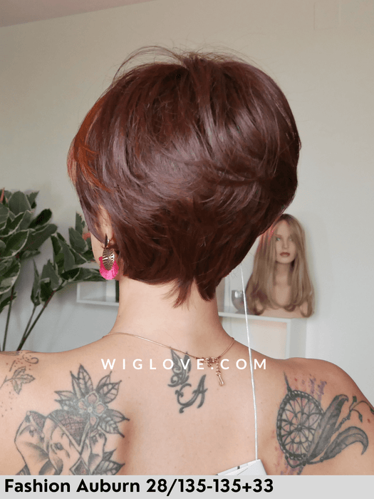 Magic cut gisela mayer parrucca corta in fibra sintetica termoresistente pixie cut lacefront monofilamento al vortice fatta a machina collezione magic 2025