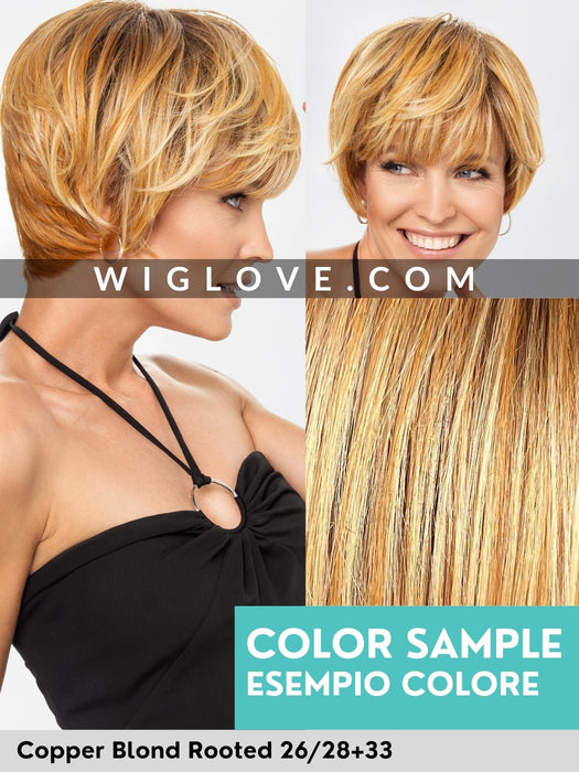 MAGIC LIZA - Attaccatura naturale, monofilamento al vortice - Wig Love - Parrucca SinteticaCopper Blond Rooted 26/28+33