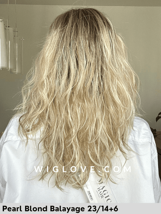 MAGIC NIGHT - riga sinistra, attaccatura naturale - Wig Love - Parrucca SinteticaPearl Blond Balayage 23/14+6