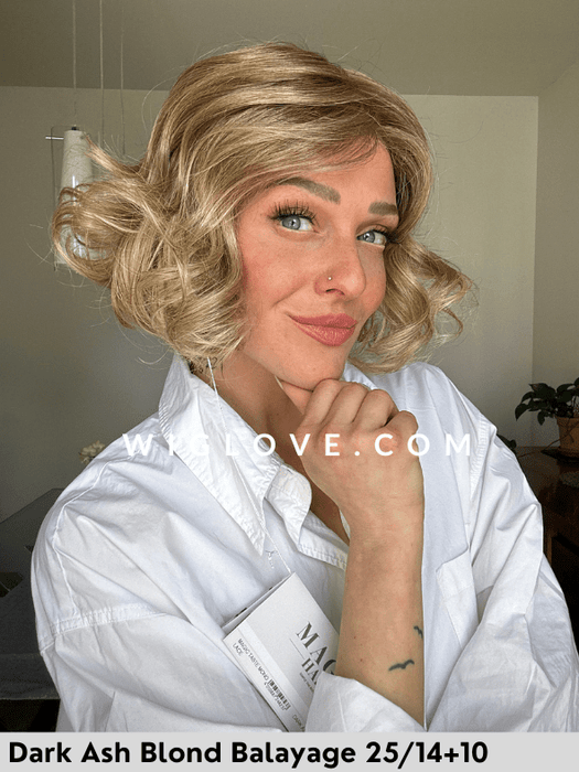 MAGIC TASTE LACE - attaccatura naturale, monofilamento al vortice - Wig Love - Parrucca SinteticaDark Ash Blond Balayage 25/14+10