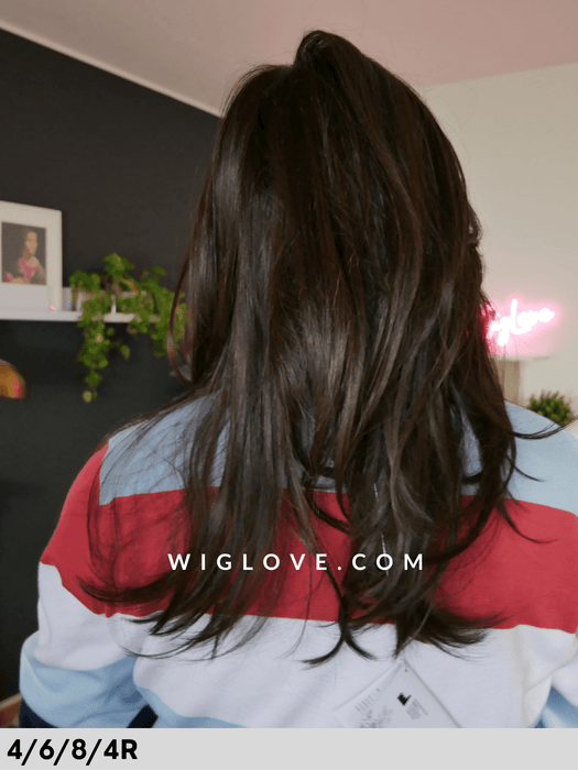 magnolia rokoko hair company parrucca lunga e scalata fibra sintetica termoresistente piega liscia piastrabile lacefront riga libera monofilamento taglia m dispositivo medico CE