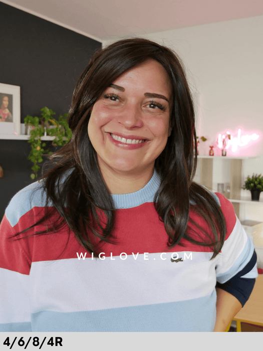 magnolia rokoko hair company parrucca lunga e scalata fibra sintetica termoresistente piega liscia piastrabile lacefront riga libera monofilamento taglia m dispositivo medico CE