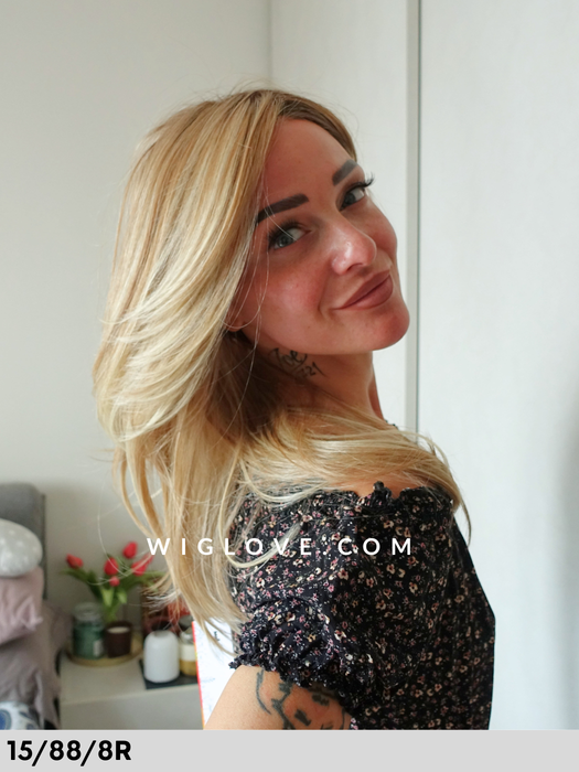 magnolia rokoko hair company parrucca lunga e scalata fibra sintetica termoresistente piega liscia piastrabile lacefront riga libera monofilamento taglia m dispositivo medico CE