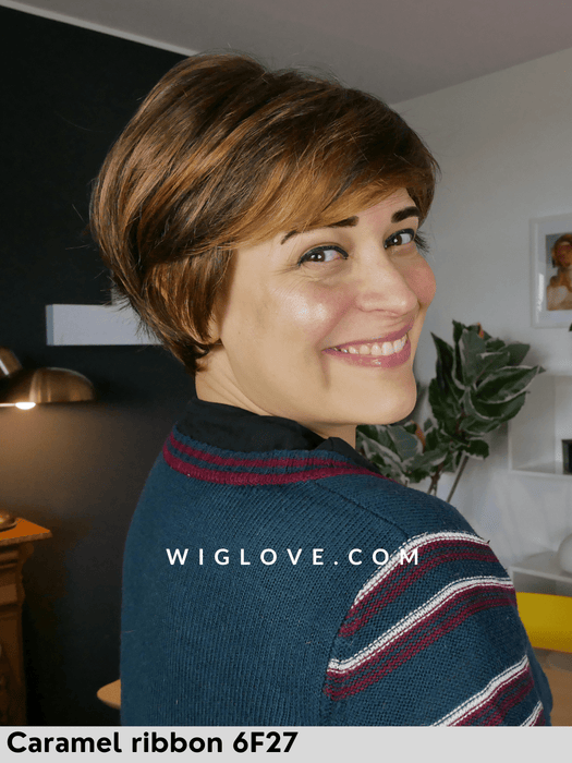 mariska jon renau parrucca corta 100% fatta a mano lacefront attaccatura naturale riga libera monofilamento restro chiuso fibra sintetica tradizionale piega liscia 