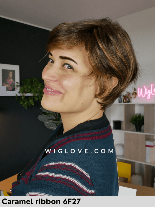 mariska jon renau parrucca corta 100% fatta a mano lacefront attaccatura naturale riga libera monofilamento restro chiuso fibra sintetica tradizionale piega liscia 