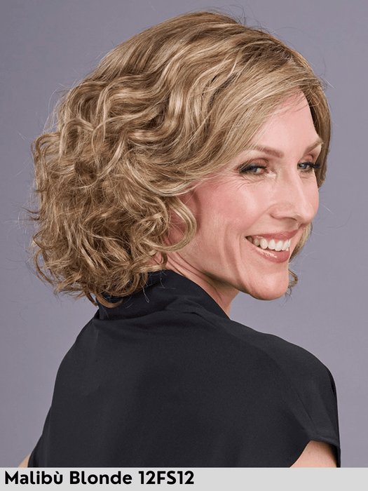 maya jon renaun parrucca riccia in fibra sintetica tradizionale lacefront riga libera taglia M retro aperto