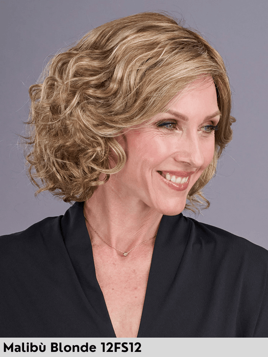 maya jon renaun parrucca riccia in fibra sintetica tradizionale lacefront riga libera taglia M retro aperto