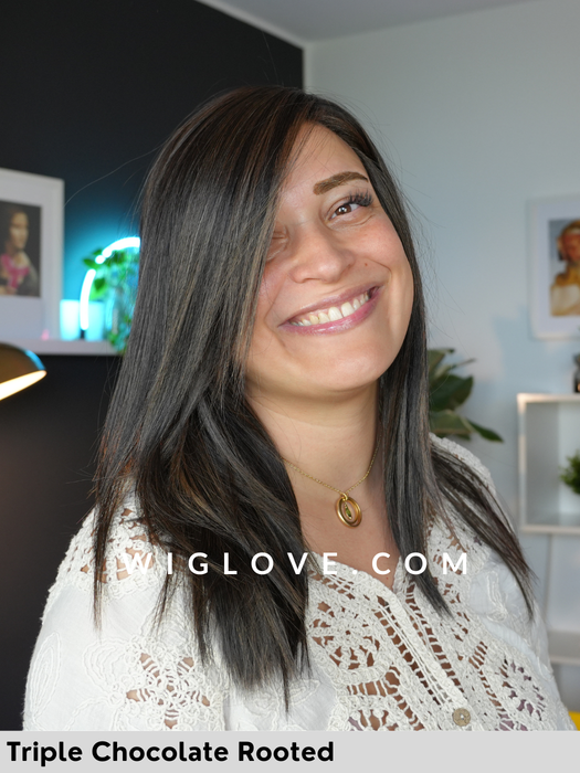 melbourne belle tress parrucca lunga liscia fibra sintetica termoresistente lacefront riga sinistra 