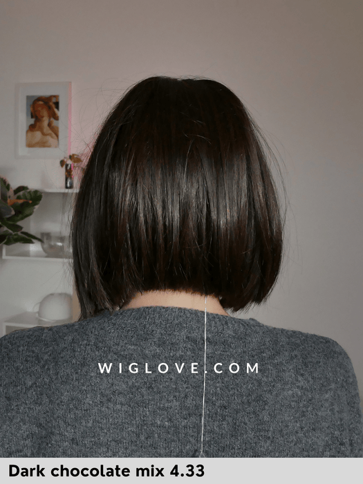 MISS COMFORT - attaccatura naturale, riga centrale, retro chiuso - Wig Love - Parrucca SinteticaAlmond Brown Rooted