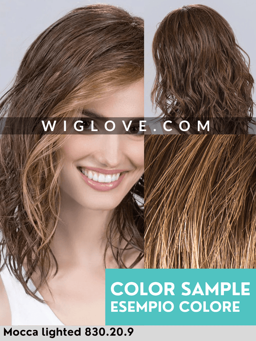 GLAM SOFT - riga sinistra, attaccatura naturale, doppio monofilamento - Wig Love - Parrucca SinteticaCoffee Brown Lighted