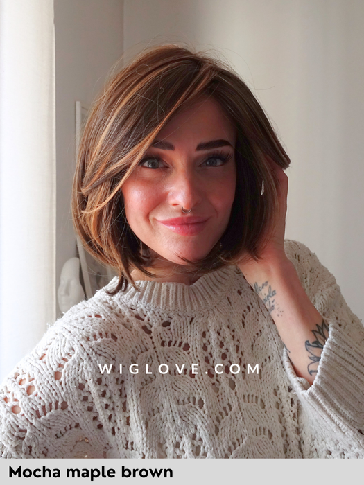 montecito belle tress city collection parrucca a caschetto scalato volume basso piega liscia fibra sintetica termoresistente piastrabile lacefront riga sinistra