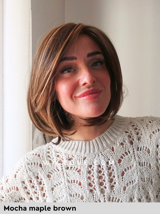 montecito belle tress city collection parrucca a caschetto scalato volume basso piega liscia fibra sintetica termoresistente piastrabile lacefront riga sinistra