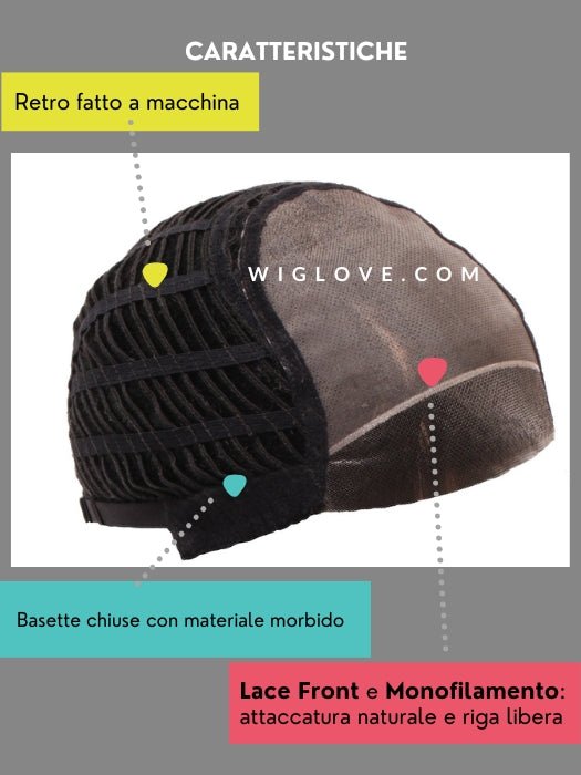 MORA MONO LACE - Taglia S ed L - attaccatura naturale, riga libera - Wig Love - Parrucca SinteticaS